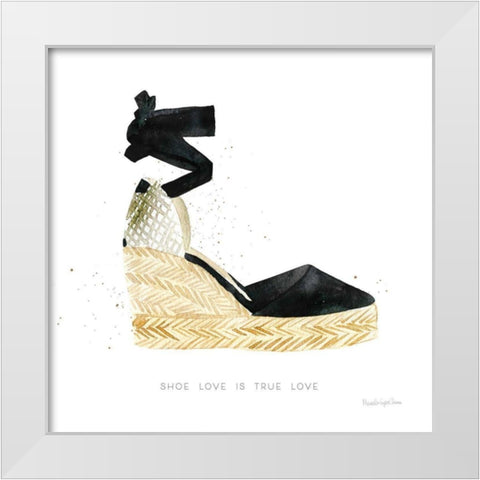 Shoe Love is True Love White Modern Wood Framed Art Print by Charro, Mercedes Lopez