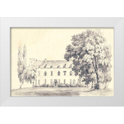 Country House Sketch White Modern Wood Framed Art Print by Wild Apple Portfolio