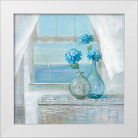 Beach House Hydrangeas White Modern Wood Framed Art Print by Nai, Danhui