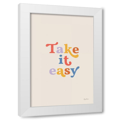 Take it Easy Bright White Modern Wood Framed Art Print by Thorns, Becky