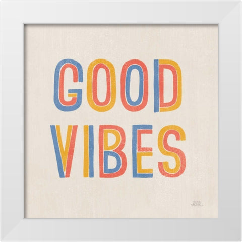 Retro Words I Hippiecurian White Modern Wood Framed Art Print by Marshall, Laura