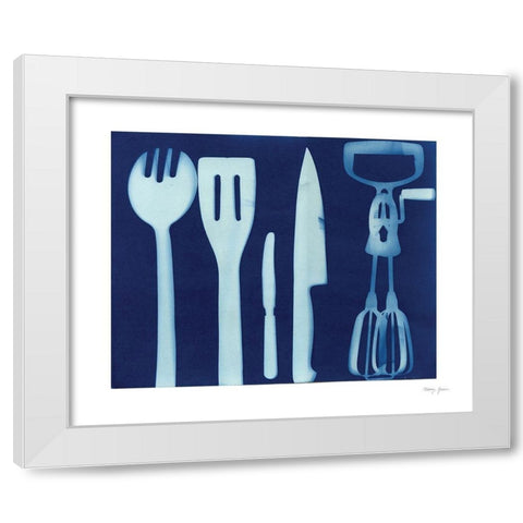 Cyanotype Kitchen XVI White Modern Wood Framed Art Print by Green, Nancy