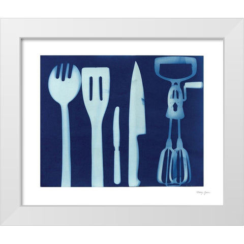 Cyanotype Kitchen XVI White Modern Wood Framed Art Print by Green, Nancy