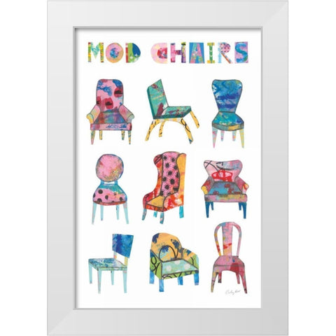 Mod Chairs Nine Up White Modern Wood Framed Art Print by Prahl, Courtney