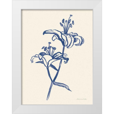 Ink Lilies I Blue White Modern Wood Framed Art Print by Miller, Sara Zieve