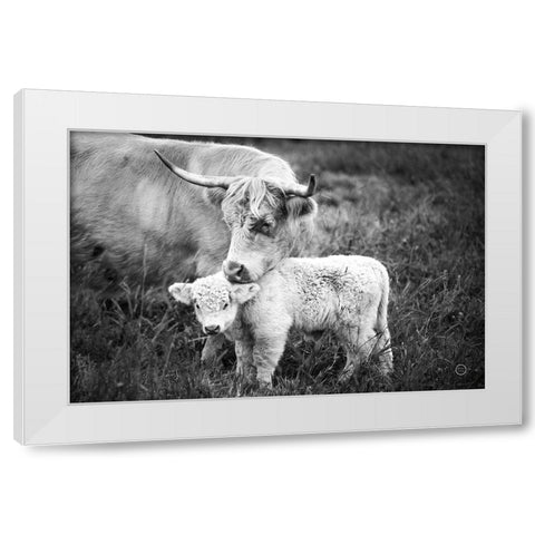 Cow Care White Modern Wood Framed Art Print by Larson, Nathan