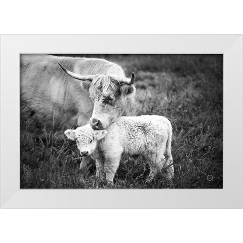 Cow Care White Modern Wood Framed Art Print by Larson, Nathan
