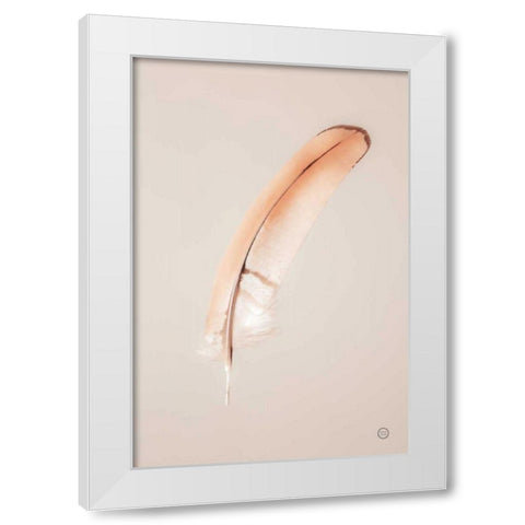 Floating Feathers III White Modern Wood Framed Art Print by Larson, Nathan