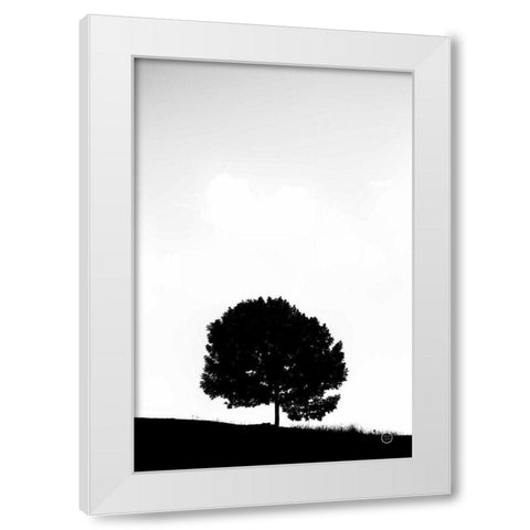 Lone Tree Hill White Modern Wood Framed Art Print by Larson, Nathan