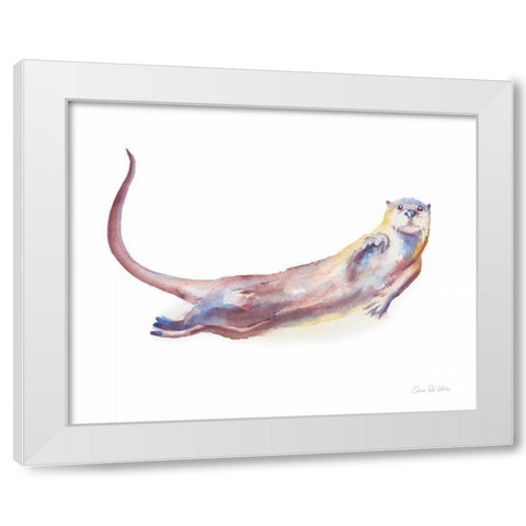 Swimming Otter I White Modern Wood Framed Art Print by Valle, Aimee Del