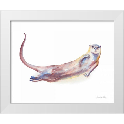 Swimming Otter I White Modern Wood Framed Art Print by Valle, Aimee Del