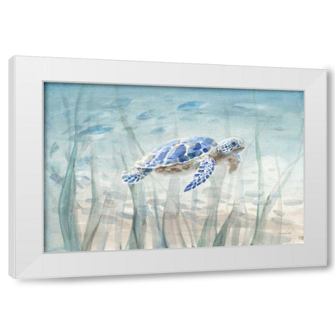 Undersea Turtle White Modern Wood Framed Art Print by Nai, Danhui
