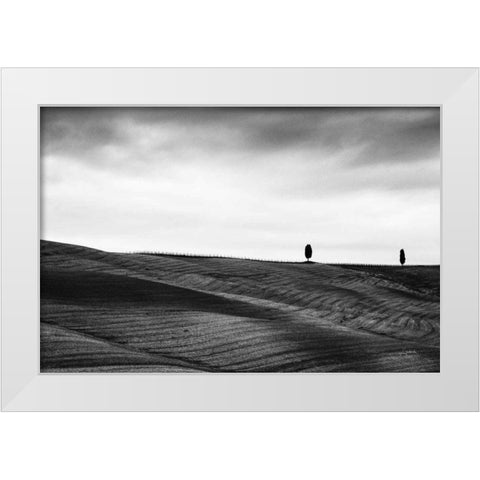 To the Horizon White Modern Wood Framed Art Print by Aledanda
