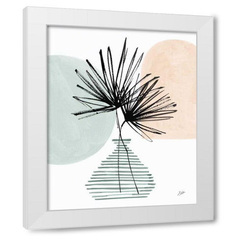Fan Leaves Still Life Soft Coral White Modern Wood Framed Art Print by Panganiban, Karyn