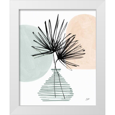 Fan Leaves Still Life Soft Coral White Modern Wood Framed Art Print by Panganiban, Karyn