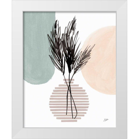 Pampas Stem Still Life Soft Coral White Modern Wood Framed Art Print by Panganiban, Karyn