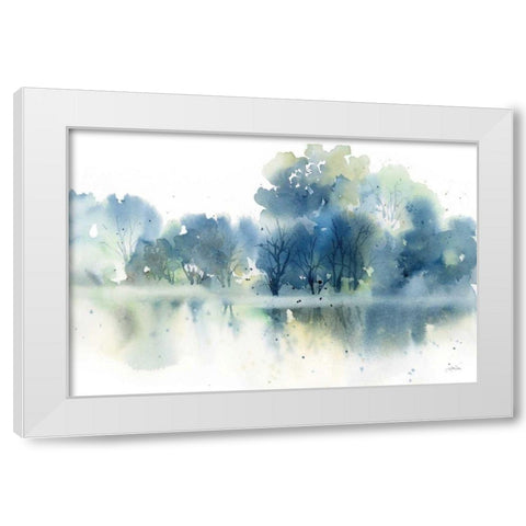 Blue Pond Reflections White Modern Wood Framed Art Print by Pete, Katrina