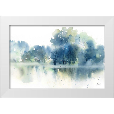 Blue Pond Reflections White Modern Wood Framed Art Print by Pete, Katrina