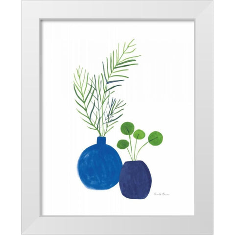 Potted I Indigo White Modern Wood Framed Art Print by Zaman, Farida