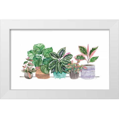 Happy House Plants I No Words White Modern Wood Framed Art Print by Panganiban, Karyn