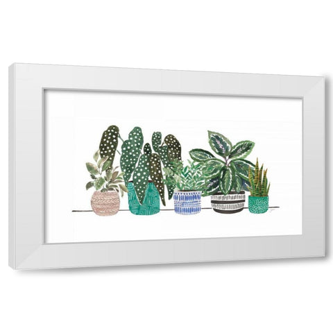 Happy House Plants II No Words White Modern Wood Framed Art Print by Panganiban, Karyn