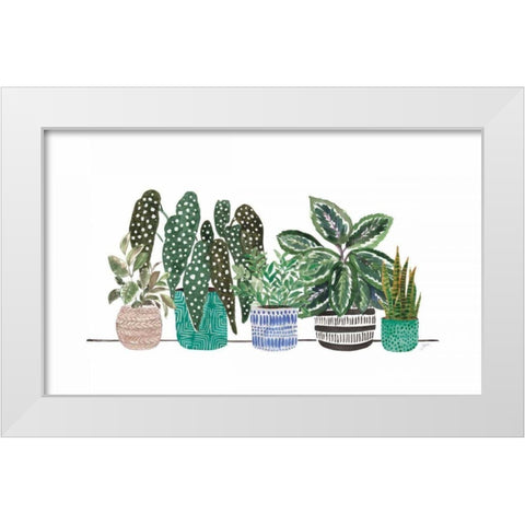 Happy House Plants II No Words White Modern Wood Framed Art Print by Panganiban, Karyn
