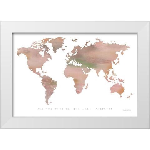 Passport to the World White Modern Wood Framed Art Print by Charro, Mercedes Lopez