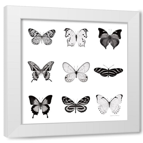 BW Butterfly Chart White Modern Wood Framed Art Print by Van Swearingen, Debra