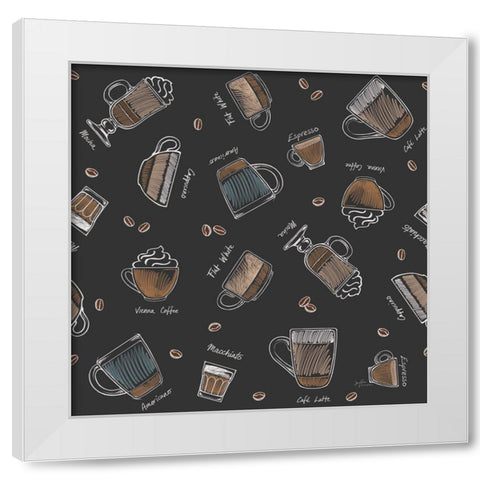 Coffee Guide Pattern IA White Modern Wood Framed Art Print by Penner, Janelle