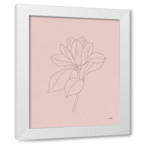 Magnolia Line Drawing Pink White Modern Wood Framed Art Print by Hershey, Moira