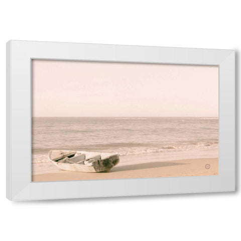Fishing Boat at Sunset White Modern Wood Framed Art Print by Larson, Nathan
