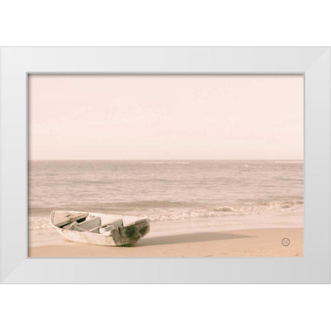 Fishing Boat at Sunset White Modern Wood Framed Art Print by Larson, Nathan