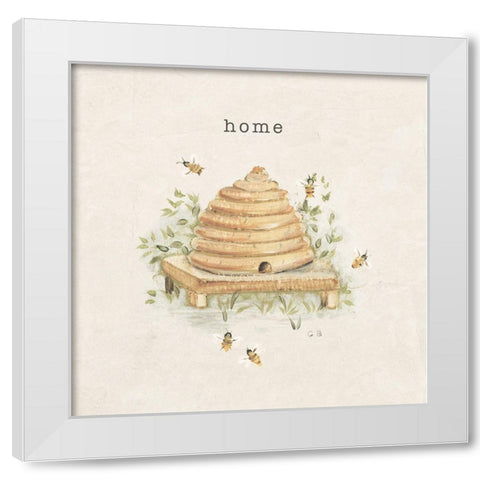 Garden Bees White Modern Wood Framed Art Print by Blum, Cheri