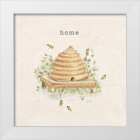 Garden Bees White Modern Wood Framed Art Print by Blum, Cheri