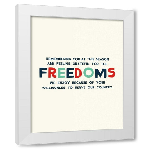 Freedoms White Modern Wood Framed Art Print by Mullan, Michael