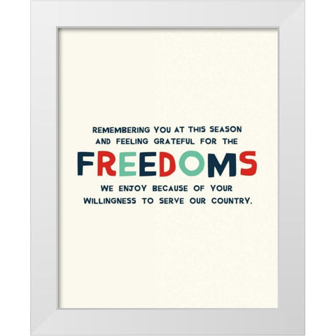 Freedoms White Modern Wood Framed Art Print by Mullan, Michael