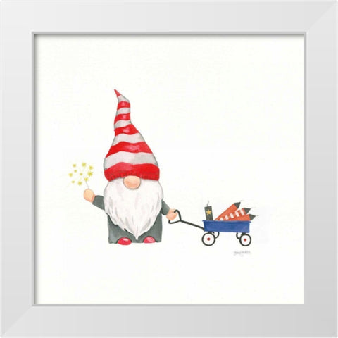 Patriotic Gnomes III White Modern Wood Framed Art Print by Jackson, Jenaya