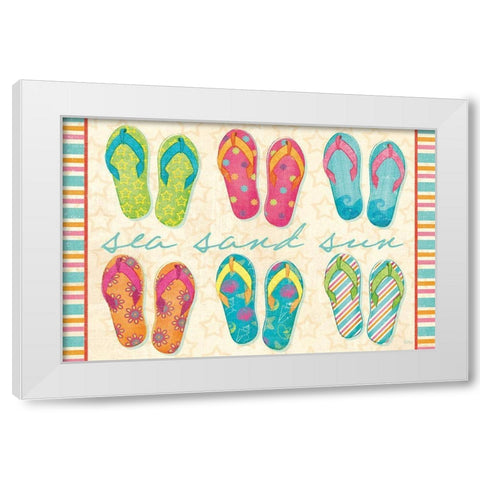 Beach Party VI White Modern Wood Framed Art Print by Charron, Veronique