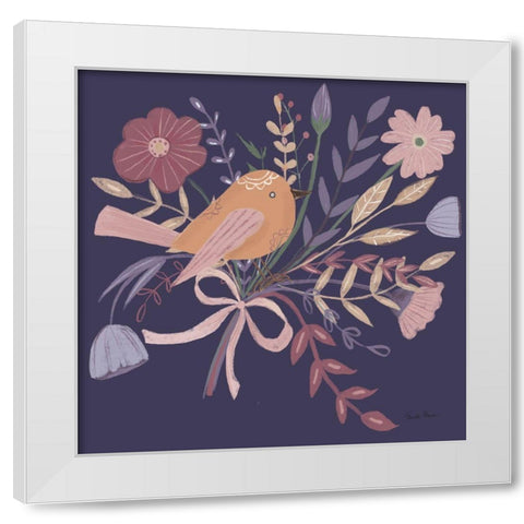 Royal Birds II Purple White Modern Wood Framed Art Print by Zaman, Farida