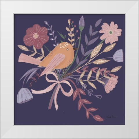 Royal Birds II Purple White Modern Wood Framed Art Print by Zaman, Farida