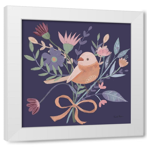 Royal Birds III Purple White Modern Wood Framed Art Print by Zaman, Farida