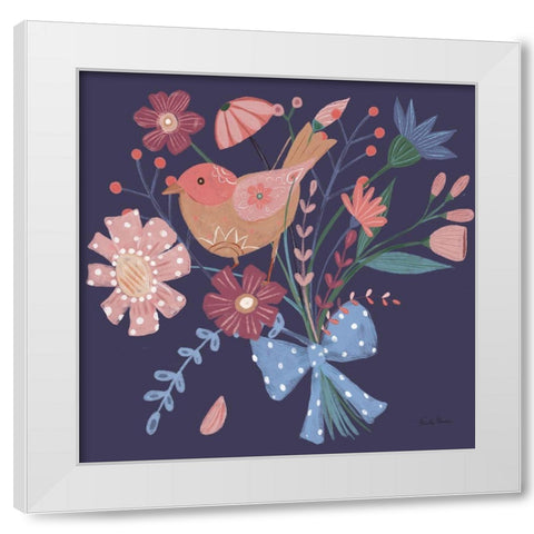 Royal Birds V Purple White Modern Wood Framed Art Print by Zaman, Farida