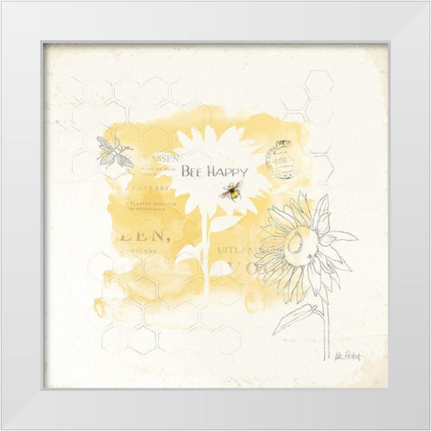 Bee and Bee VIII Honeycomb White Modern Wood Framed Art Print by Pertiet, Katie