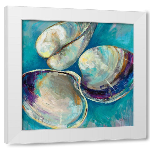 Shell Trio White Modern Wood Framed Art Print by Vertentes, Jeanette