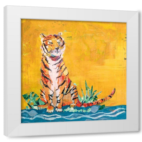Tiger White Modern Wood Framed Art Print by Day, Kellie