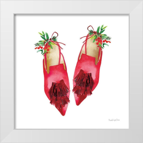 Christmas Eve Mules I White Modern Wood Framed Art Print by Charro, Mercedes Lopez