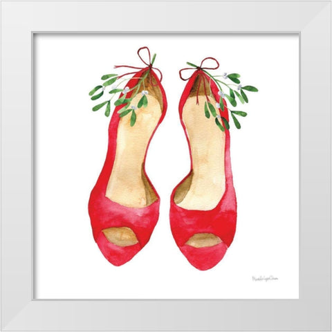 Christmas Shoes II White Modern Wood Framed Art Print by Charro, Mercedes Lopez