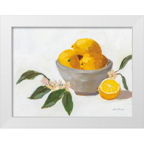 Lemons in Grey Bowl White Modern Wood Framed Art Print by Munger, Pamela