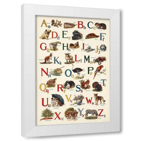Schoolhouse Alphabet White Modern Wood Framed Art Print by Wild Apple Portfolio