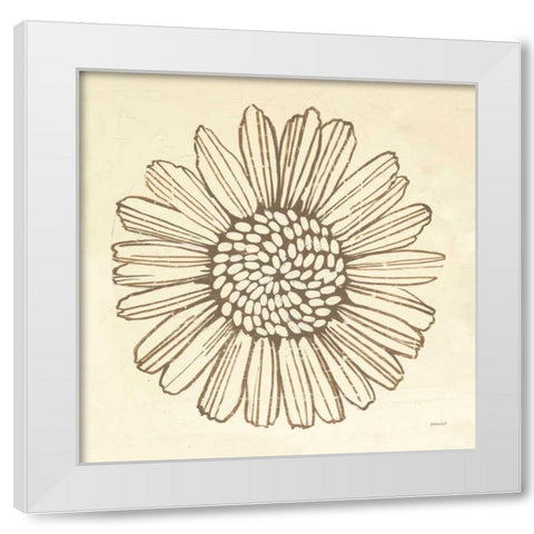 Farmhouse Sunflower White Modern Wood Framed Art Print by Lovell, Kathrine